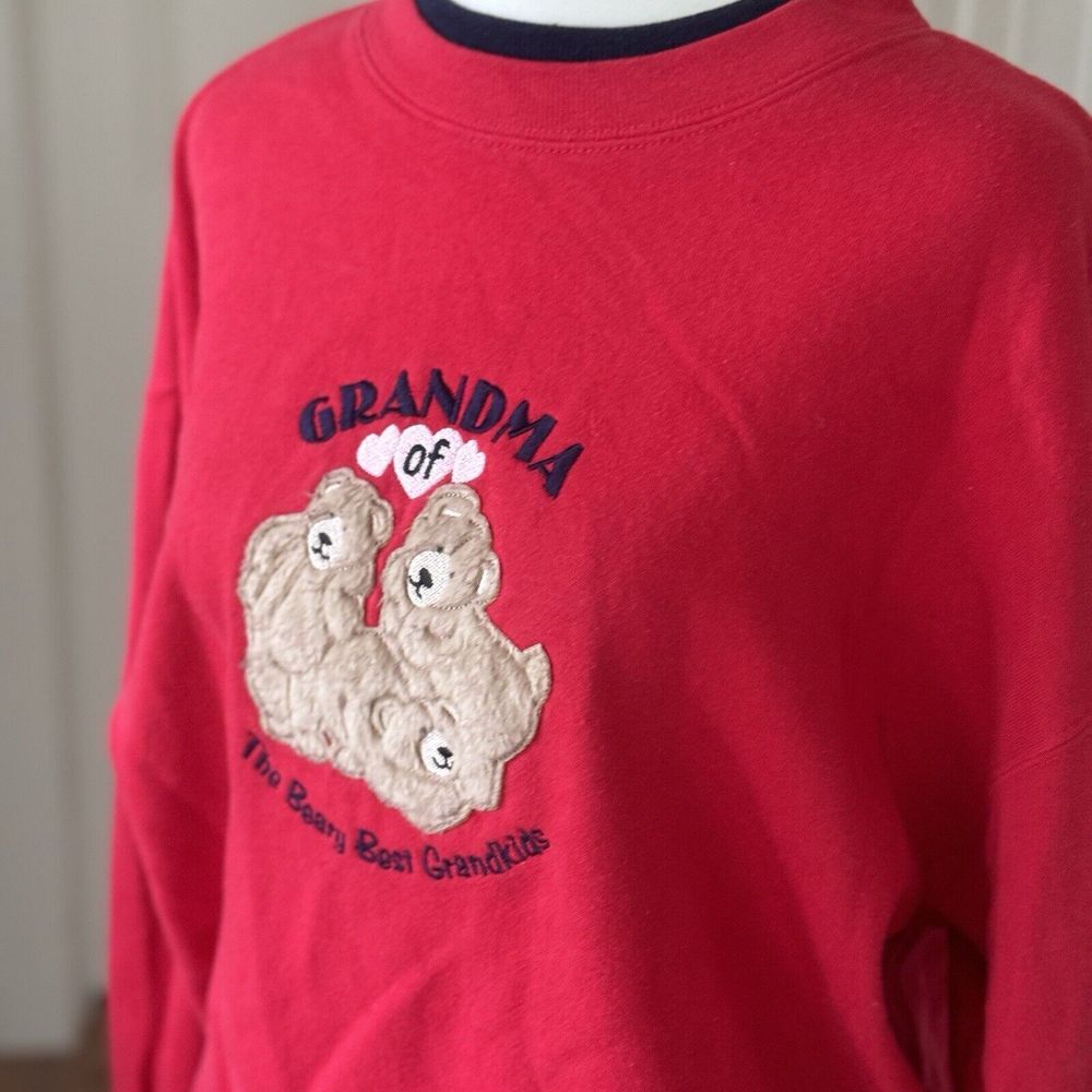 True Vtg 80s 90s Grandma Of The Beary Best Grandkids Sweatshirt‎ Sz M Grannycore
